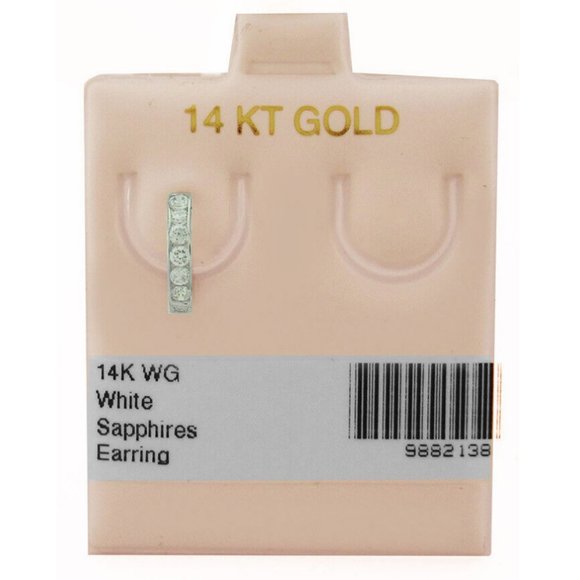 Created White Sapphire Huggies *Single* Earrings 14k White Gold